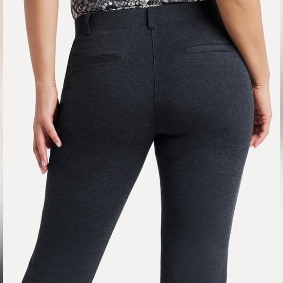 Betabrand | Straight-Leg Classic Dress Pant Yoga Pant in Charcoal - Picture 2 of 11